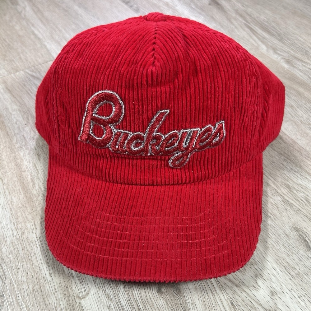 VTG Ohio State Buckeyes Script Snapback Hat College Universal Corduroy‎ Red Cap